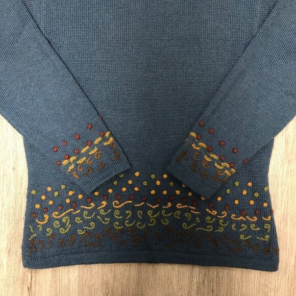 Premium Alpaca Crewneck Sweater Size Small 100% Alpaca Blue Pullover Knit Top - Picture 6 of 11
